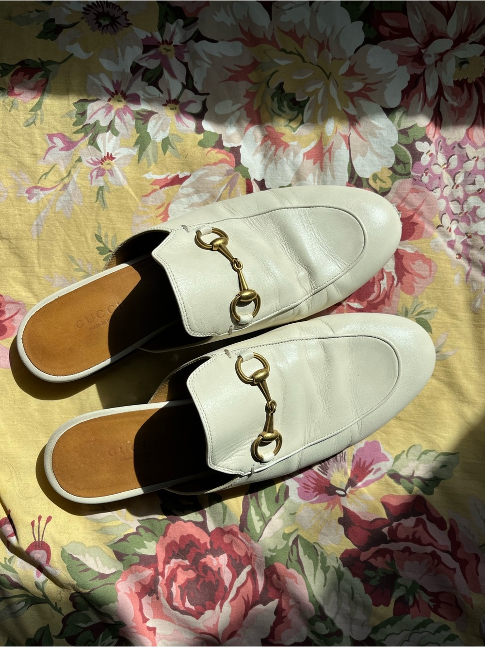 Gucci Princetown Leather Mule in White/Cream Size 38